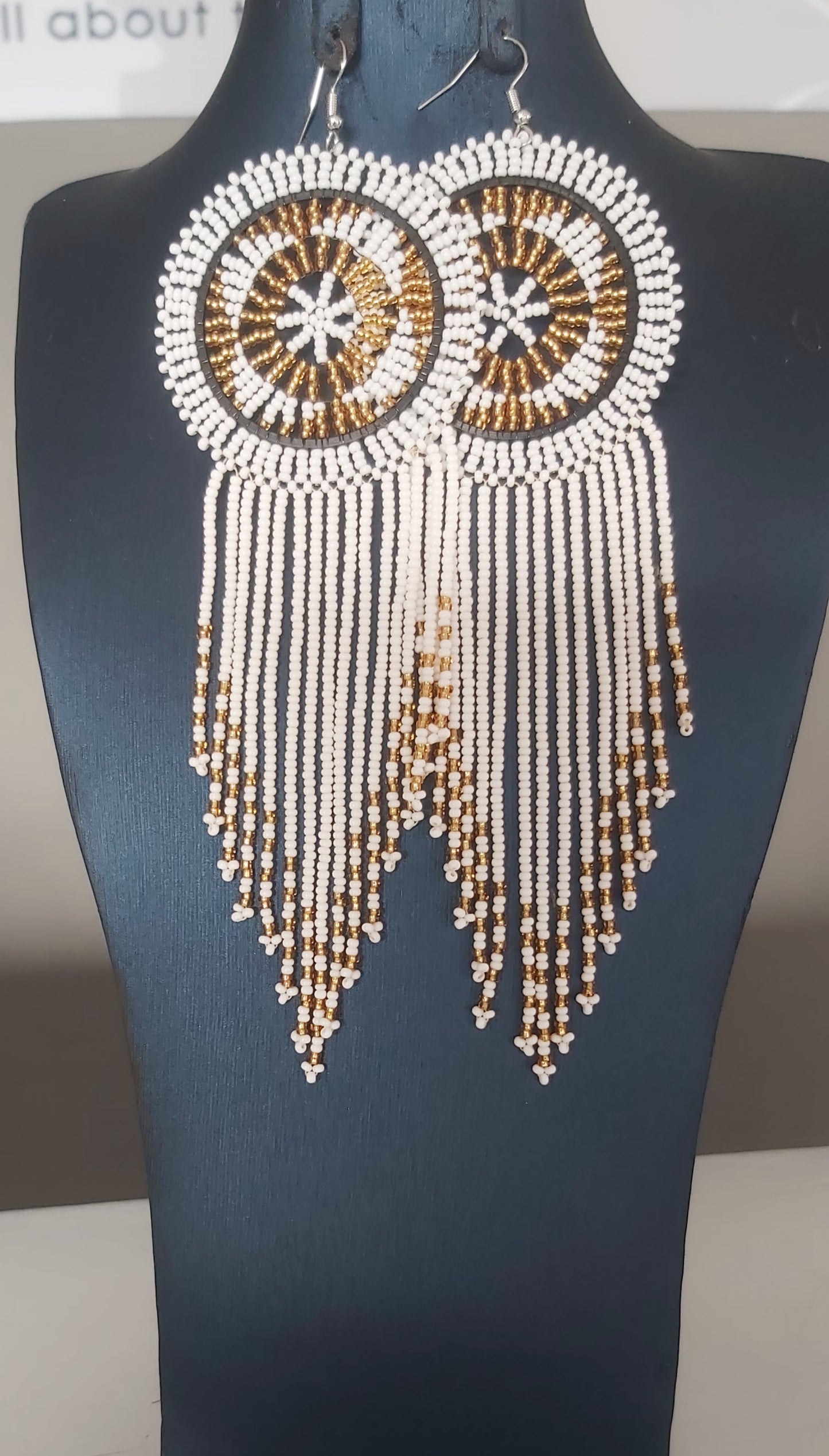 Beaded Disc Earrings with Tassels