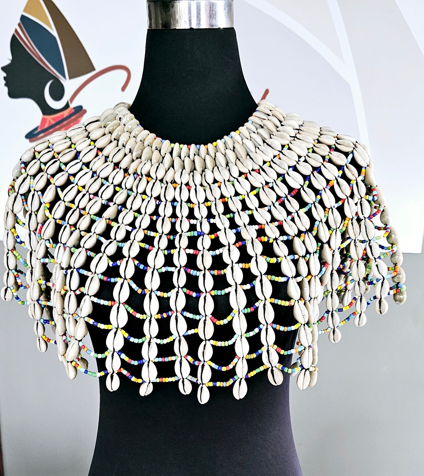 African Tribal Cowrie Shells Necklace