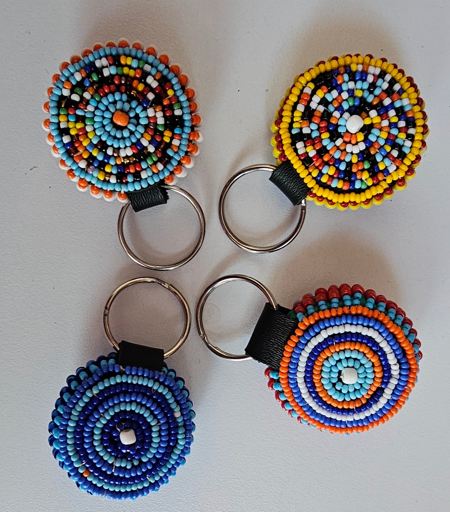 Beaded Leather Key Rings
