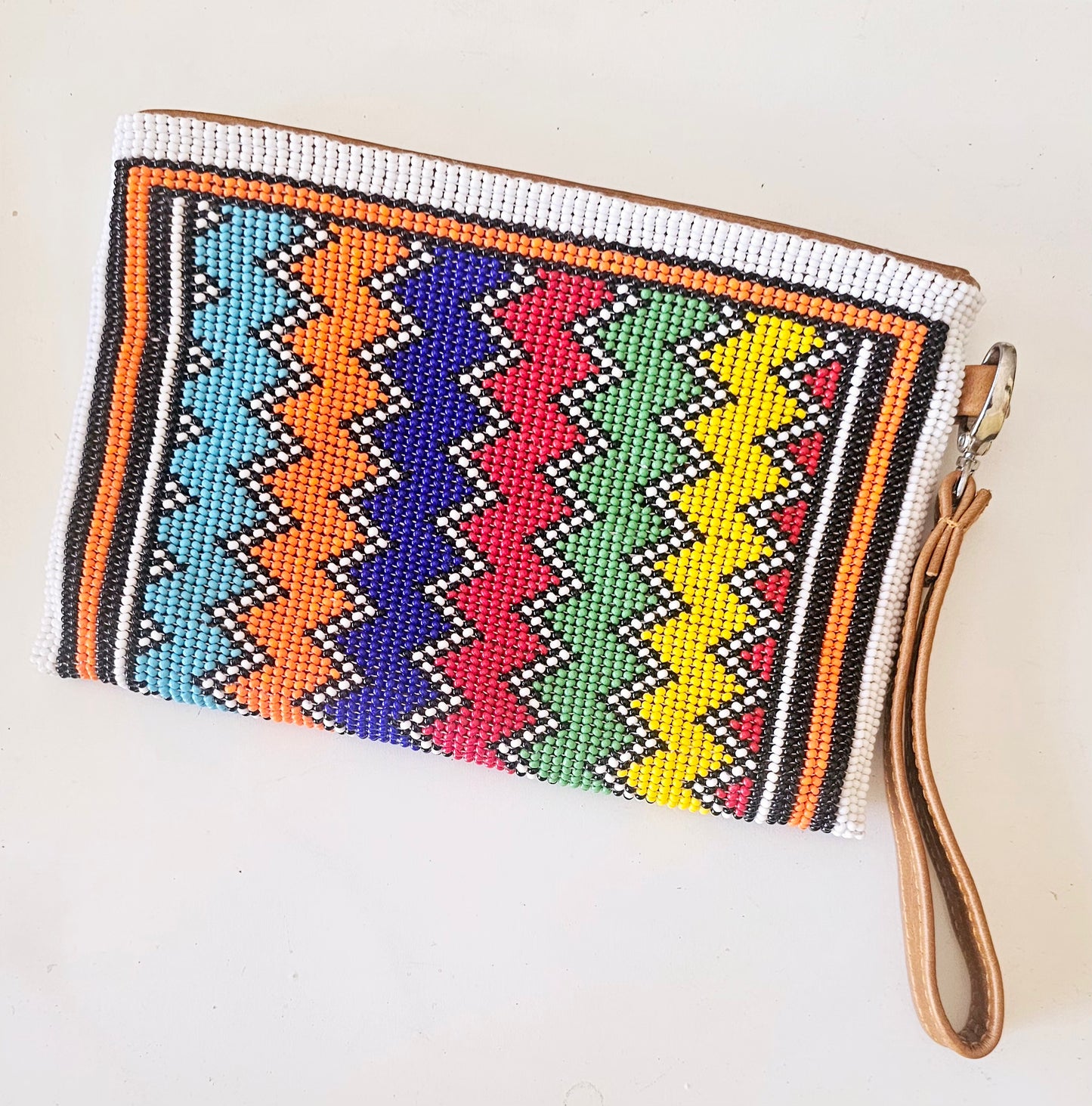 Beaded Leather Clutchbag