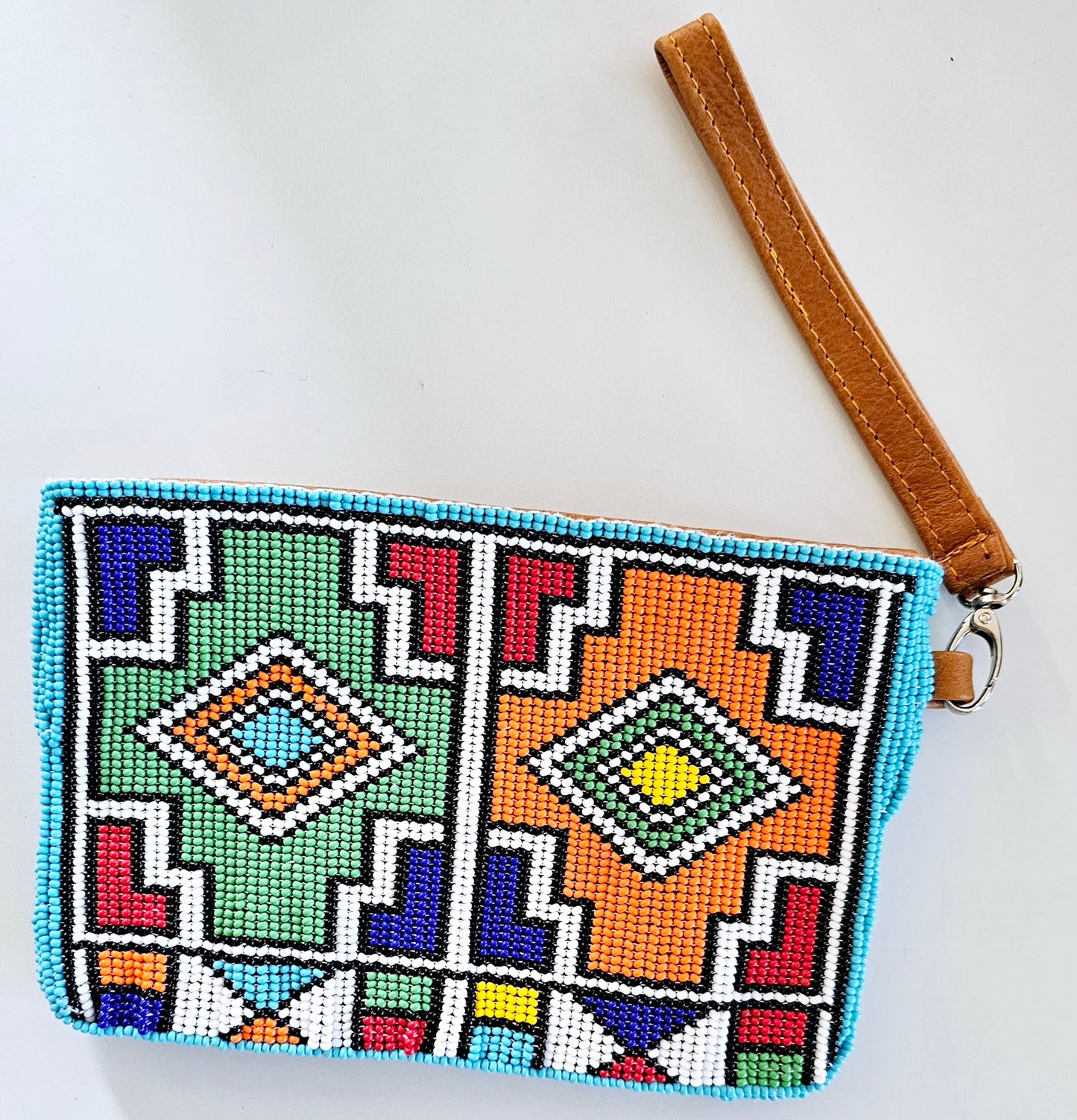 Beaded Leather Clutchbag