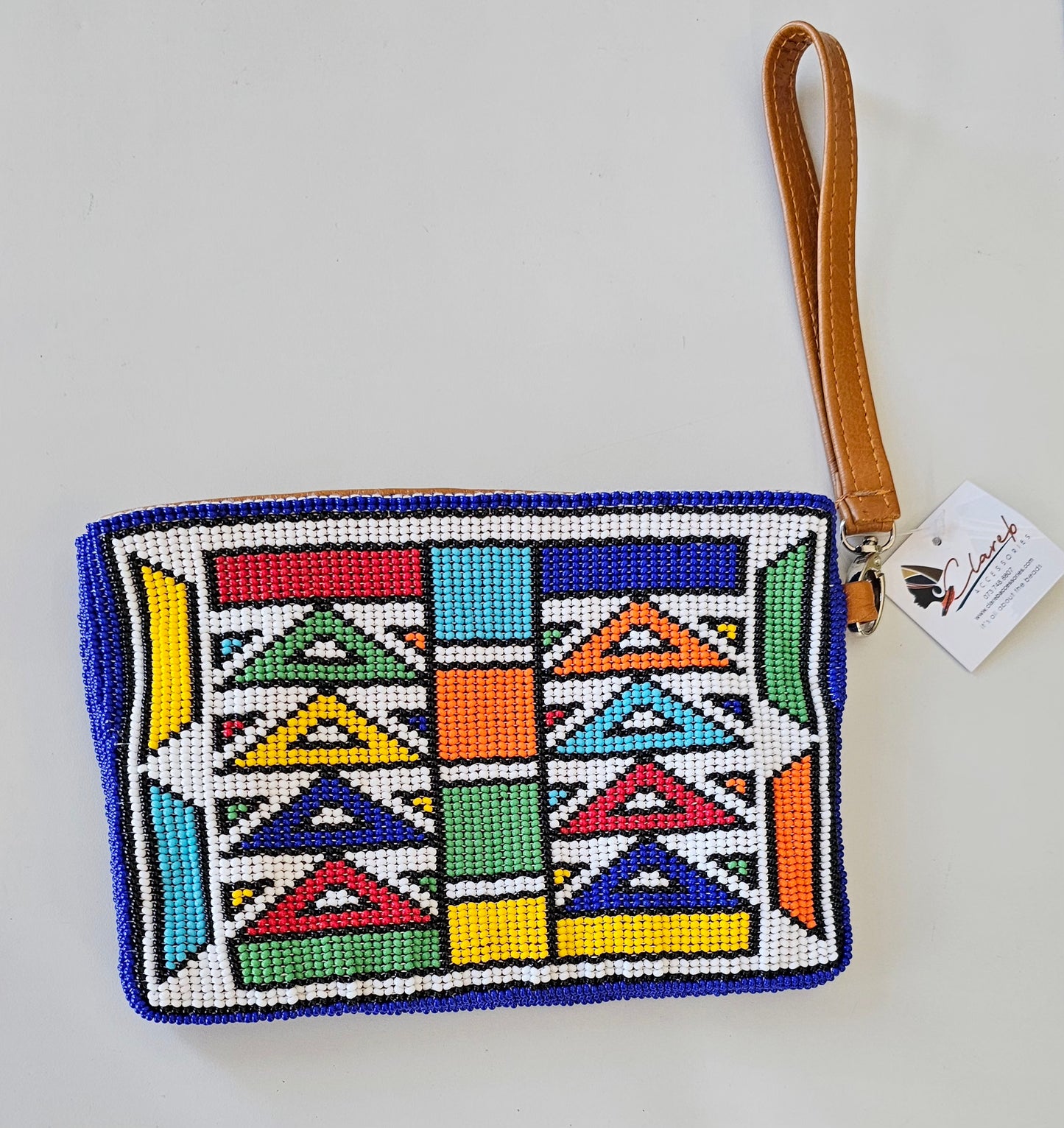 Beaded Leather Clutchbag