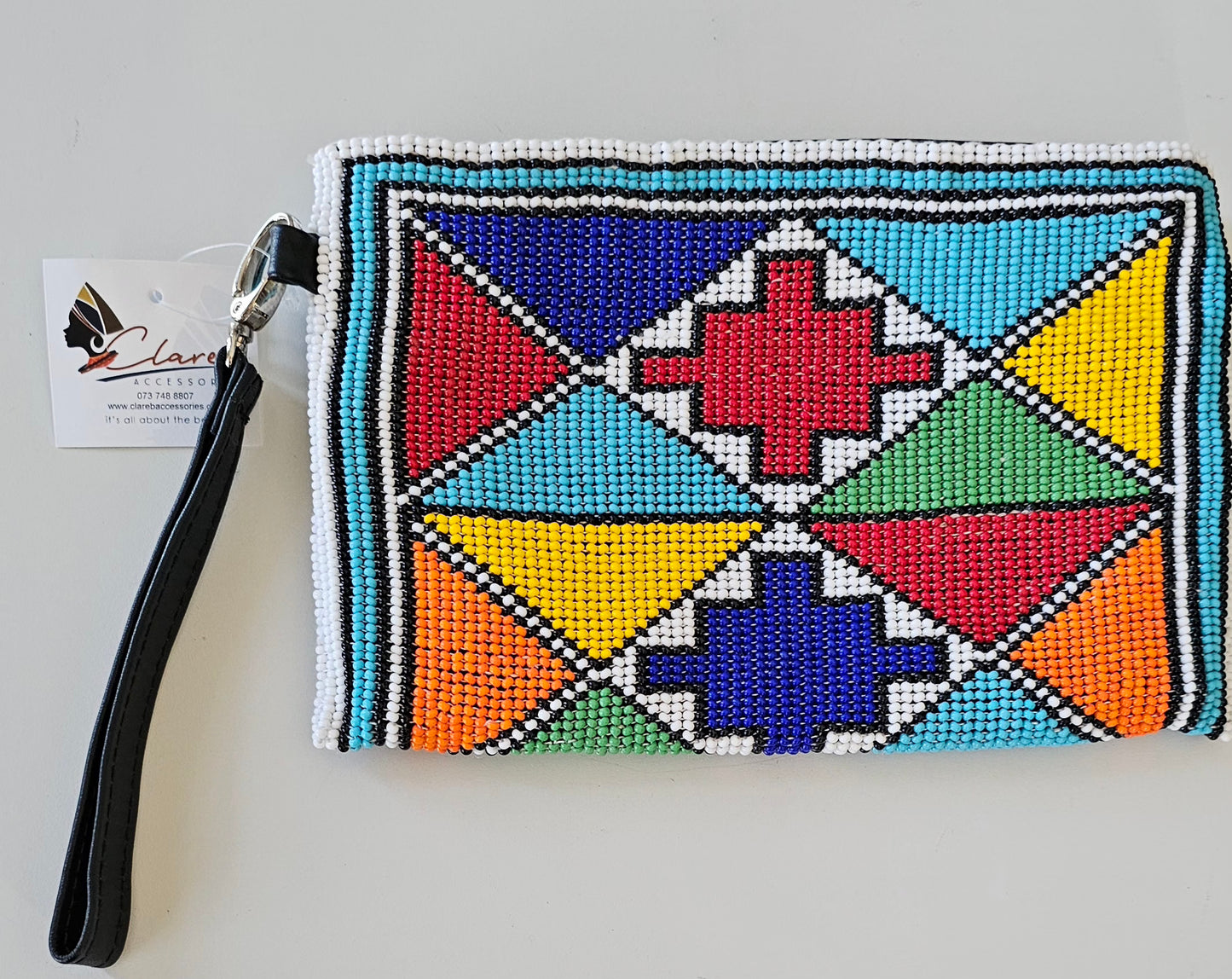 Beaded Leather Clutchbag