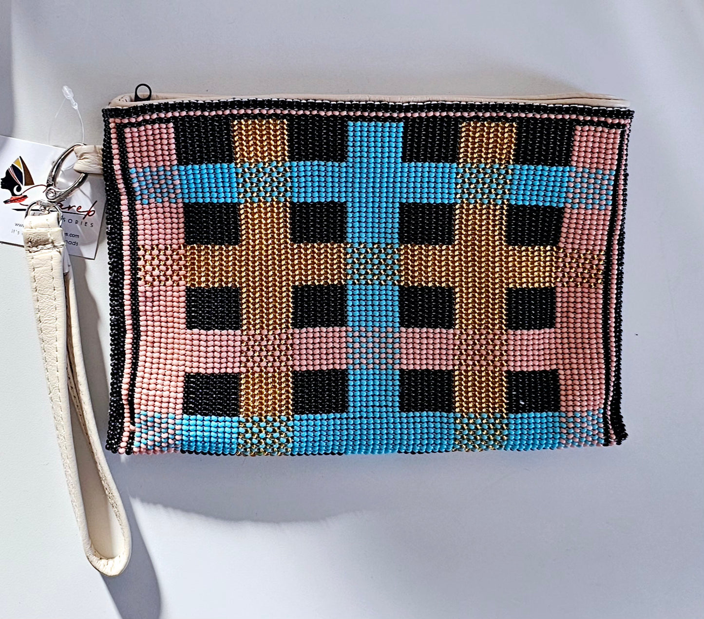 Beaded Leather Clutchbag