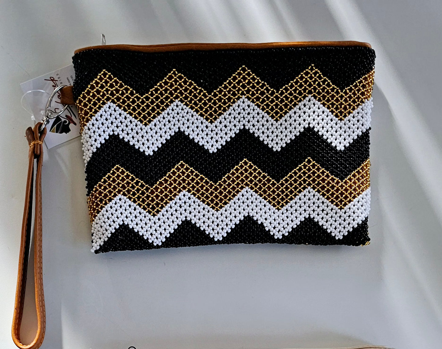 Beaded Leather Clutchbag