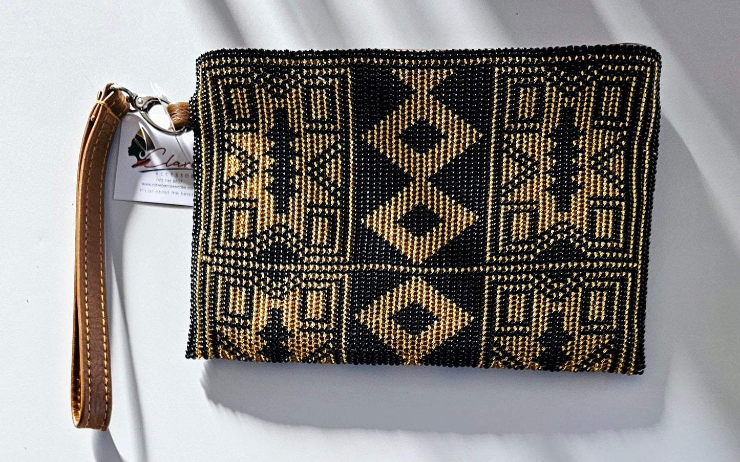 Beaded Leather Clutchbag