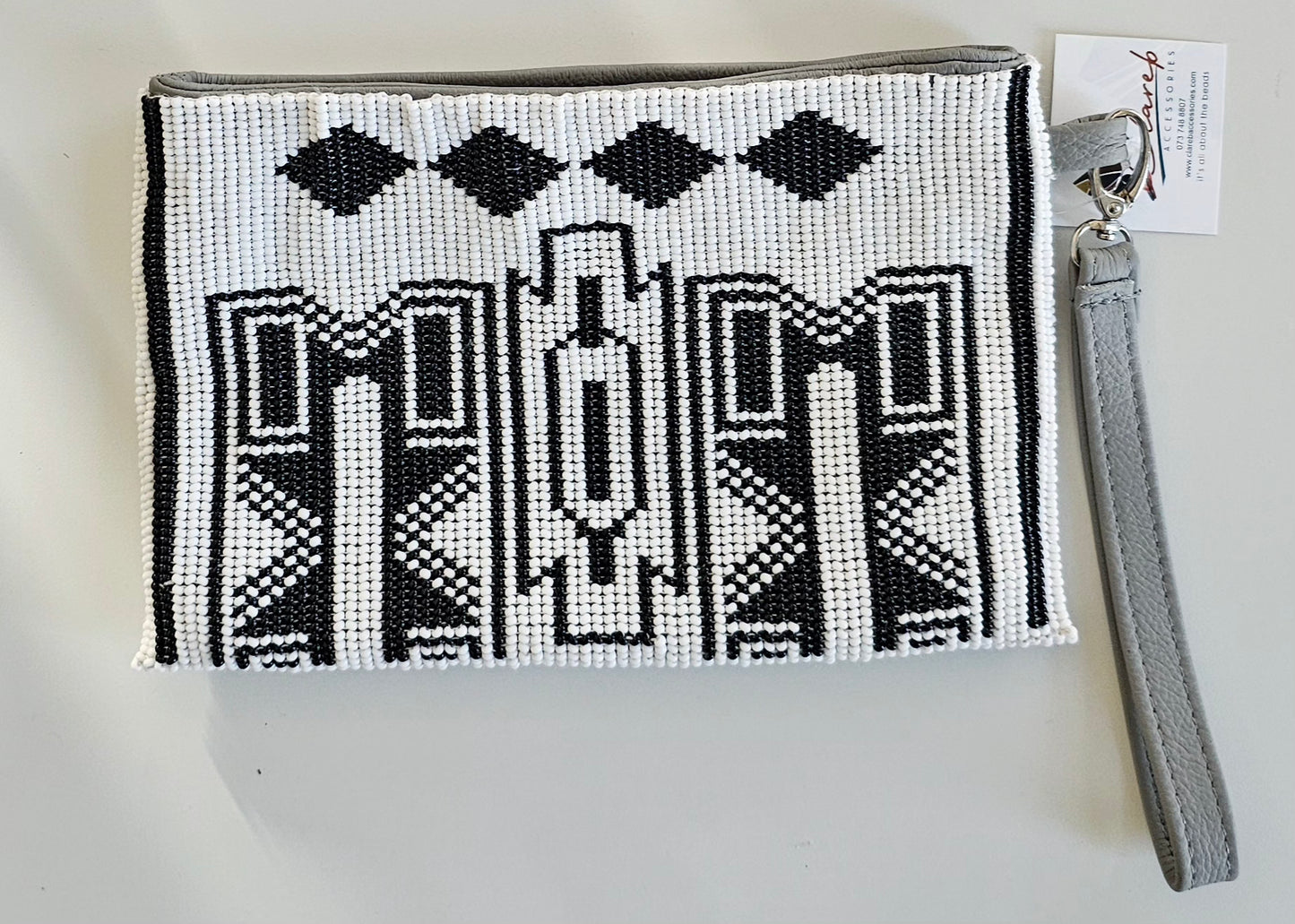 Beaded Leather Clutchbag