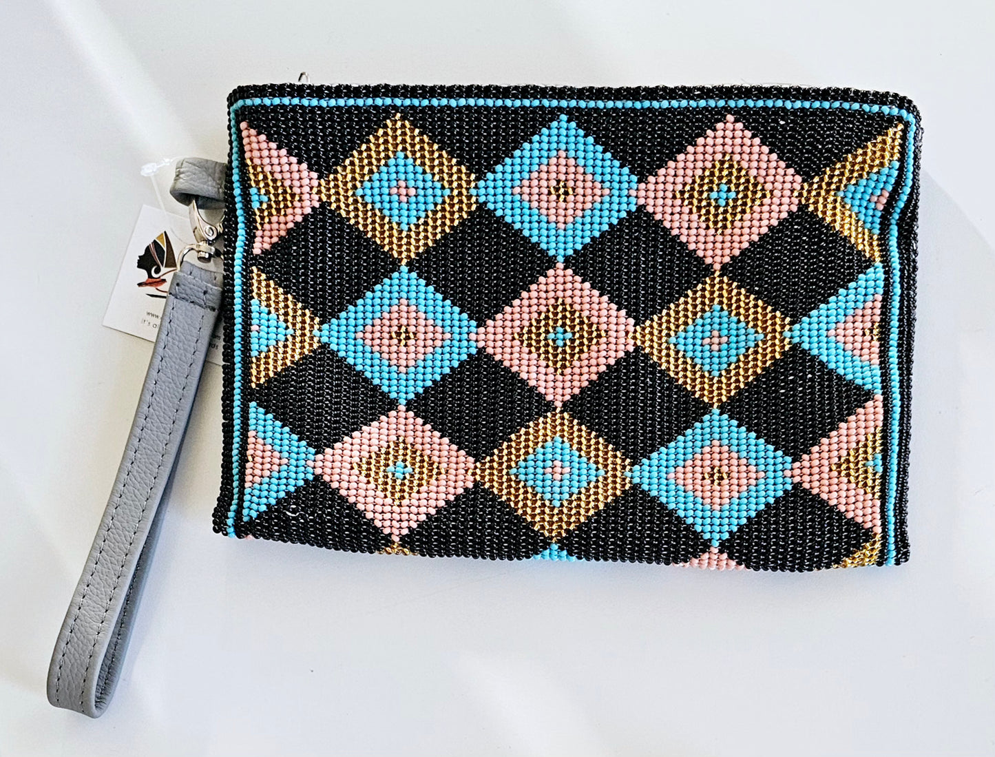 Beaded Leather Clutchbag