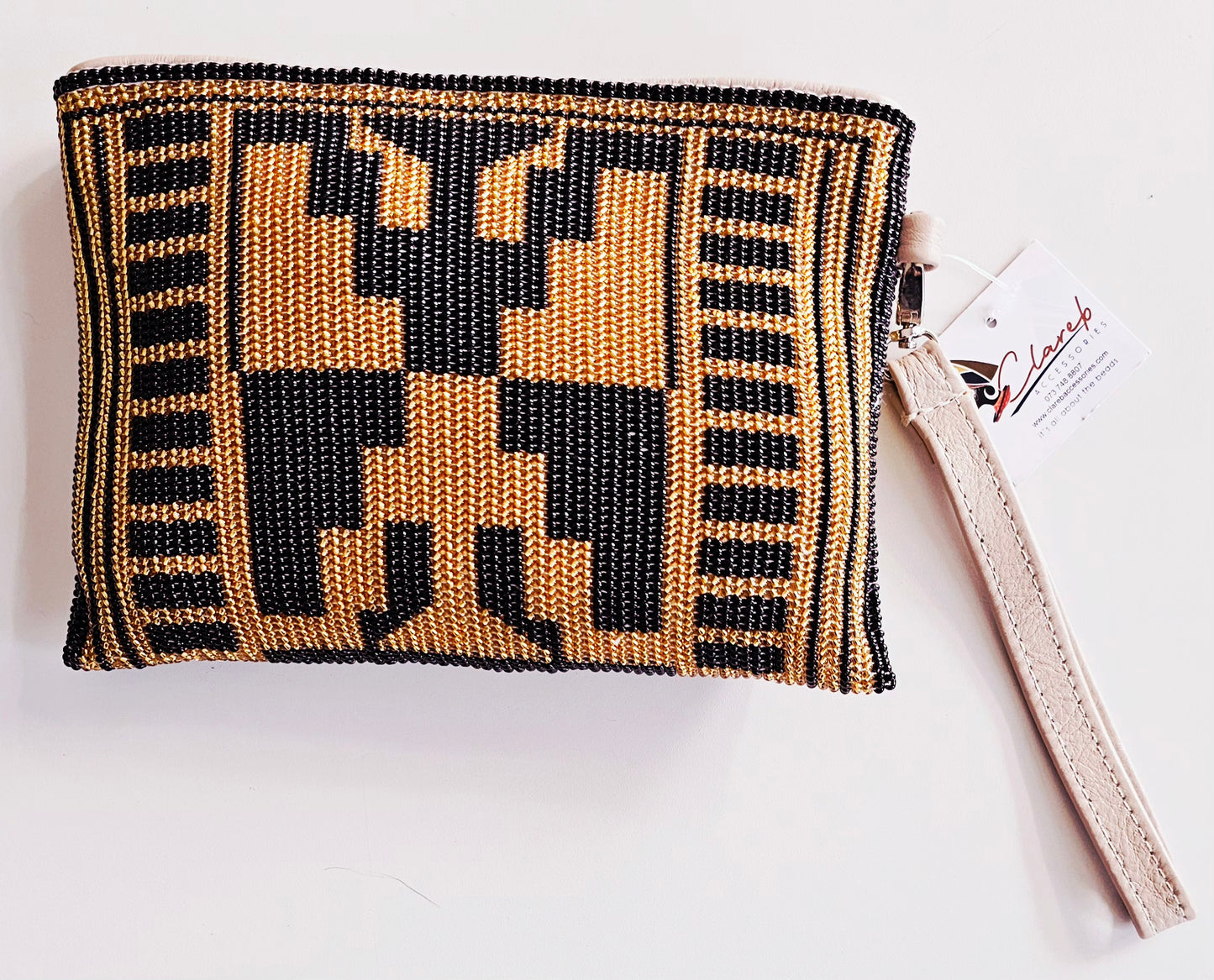 Beaded Leather Clutchbag