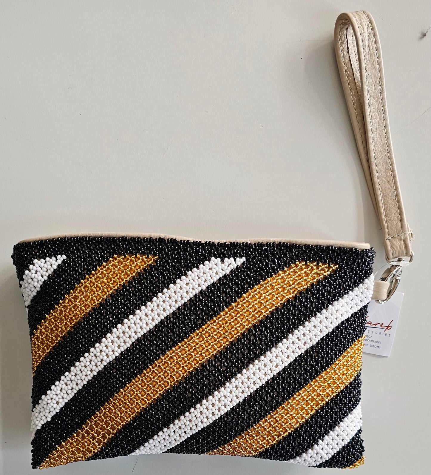 Beaded Leather Clutchbag