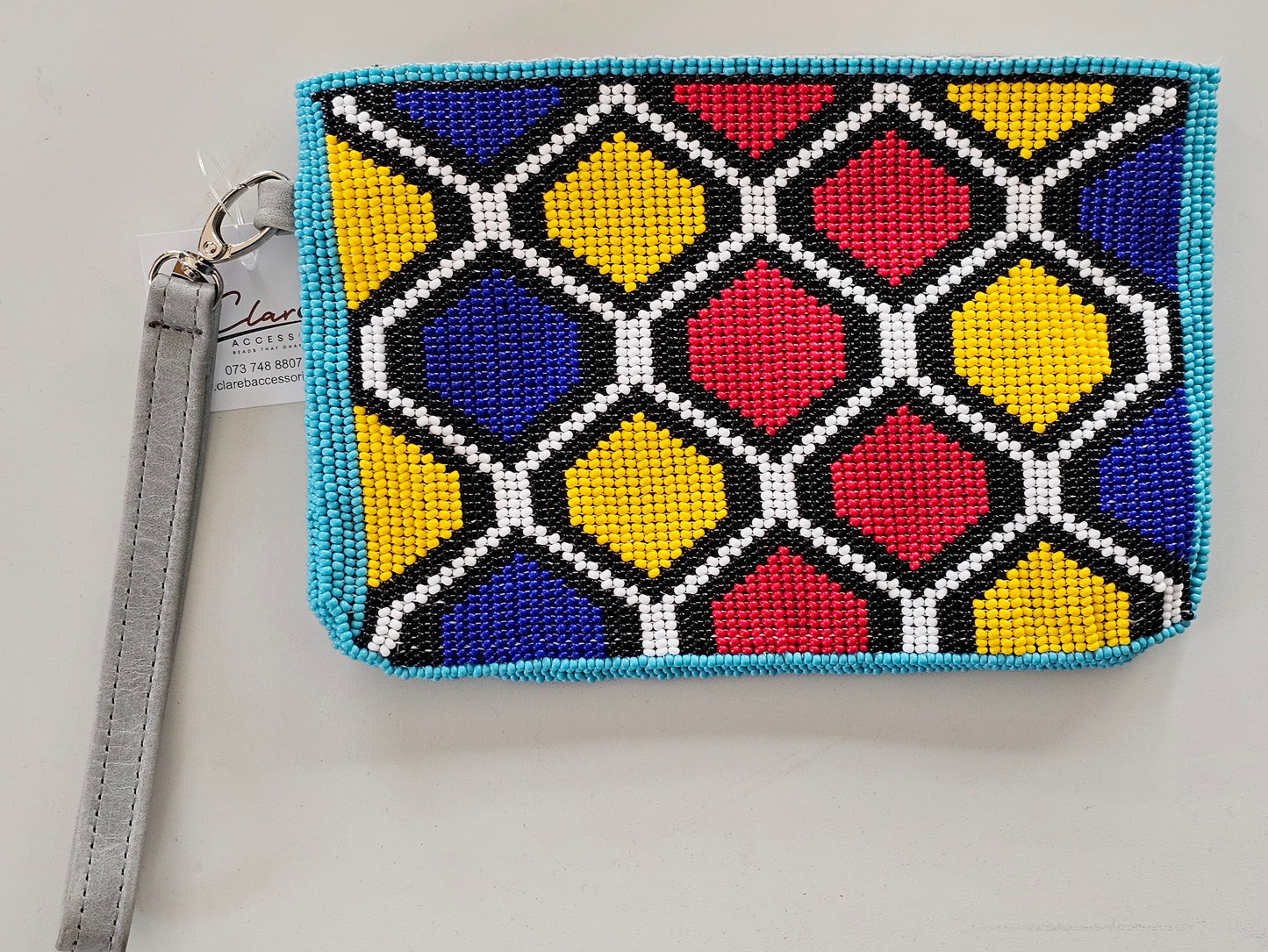 Beaded Leather Clutchbag