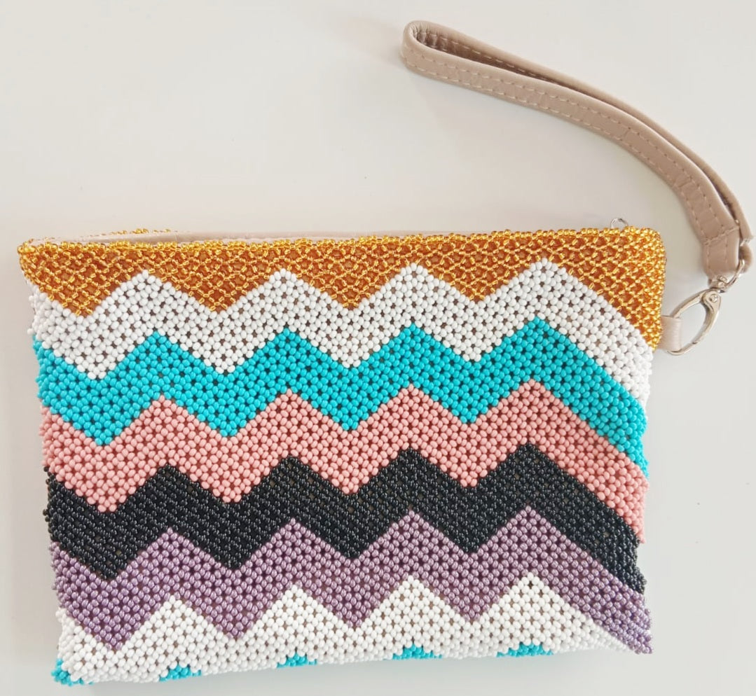 Beaded Leather Clutchbag