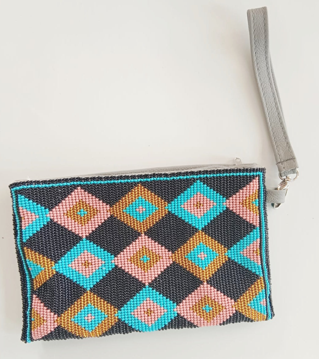 Beaded Leather Clutchbag