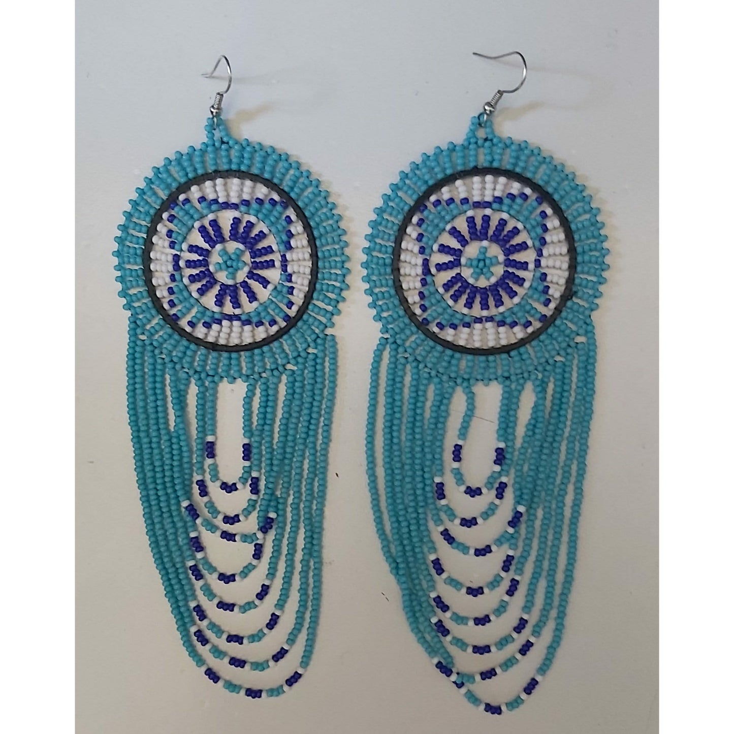 Beaded Disc Earrings with Tassels
