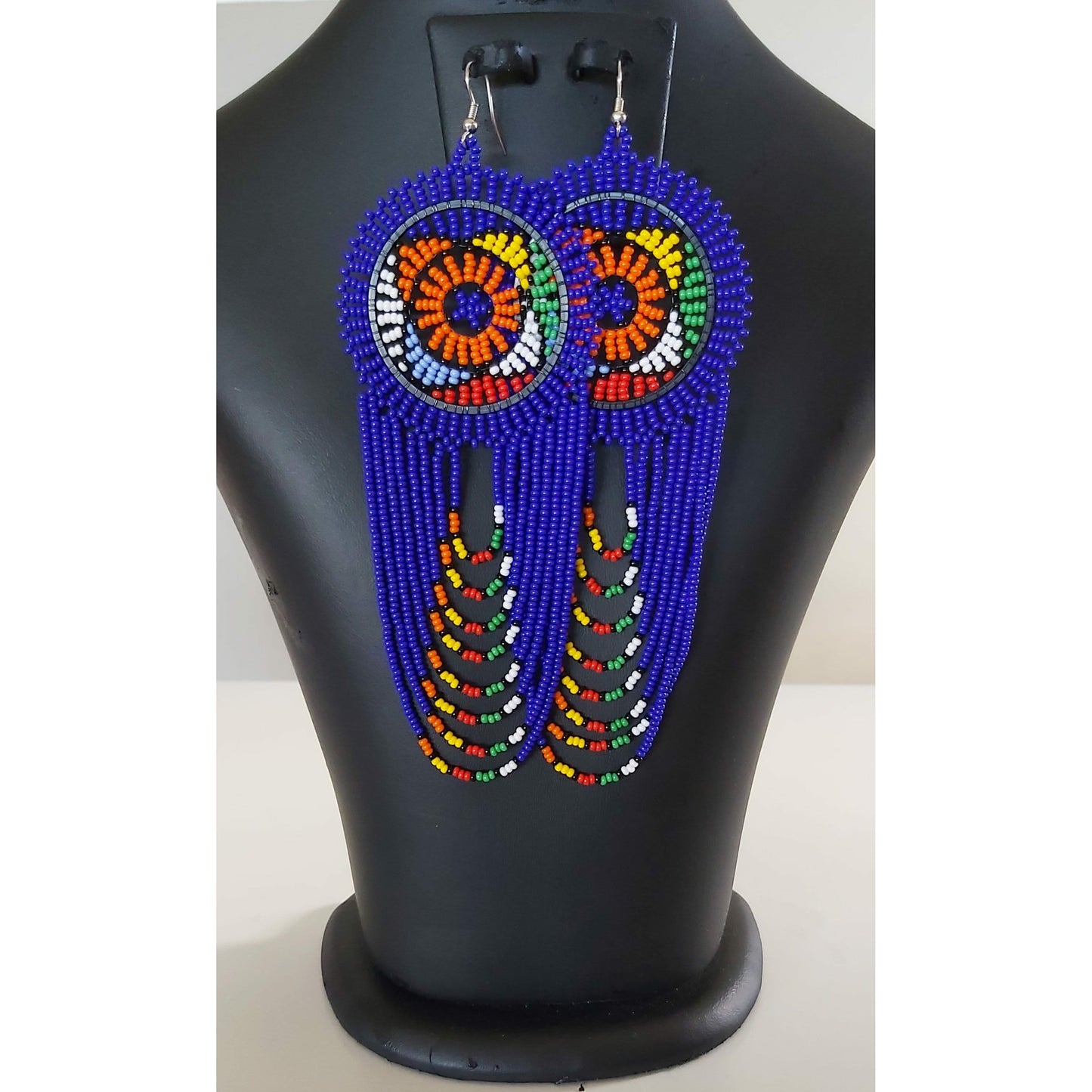 Beaded Disc Earrings with Tassels