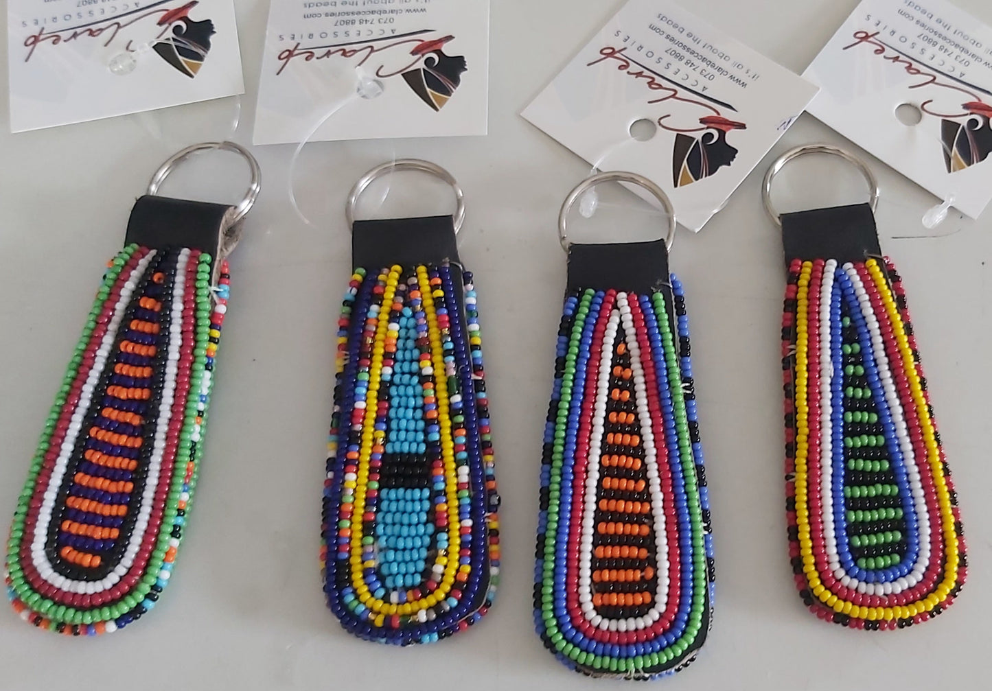 Beaded Leather Key Rings