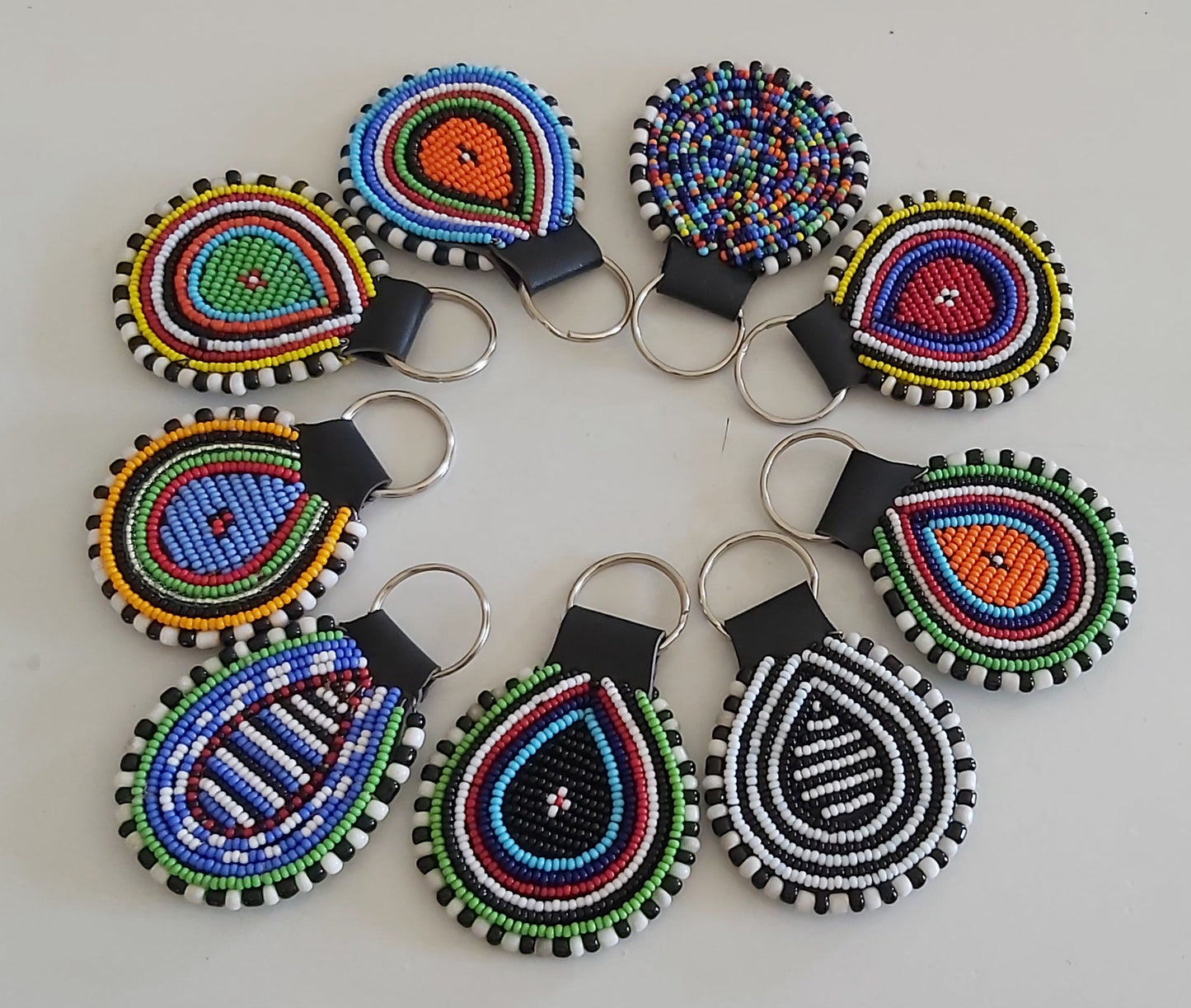 Beaded Leather Key Rings