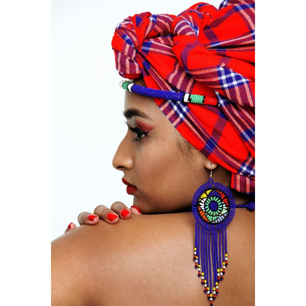 Beaded Disc Earrings with Tassels