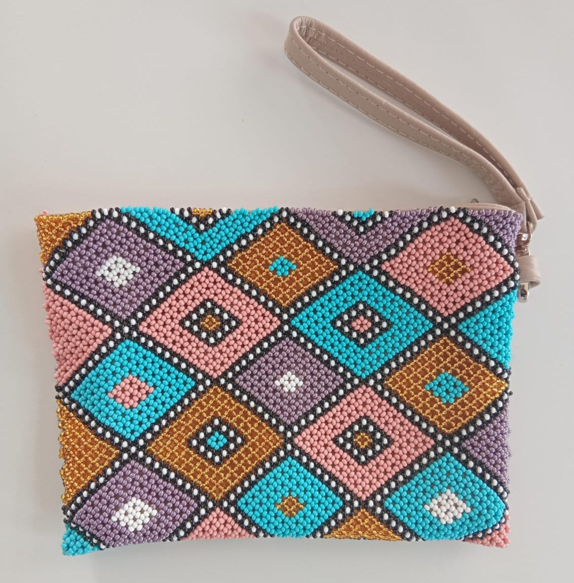 Beaded Leather Clutchbag