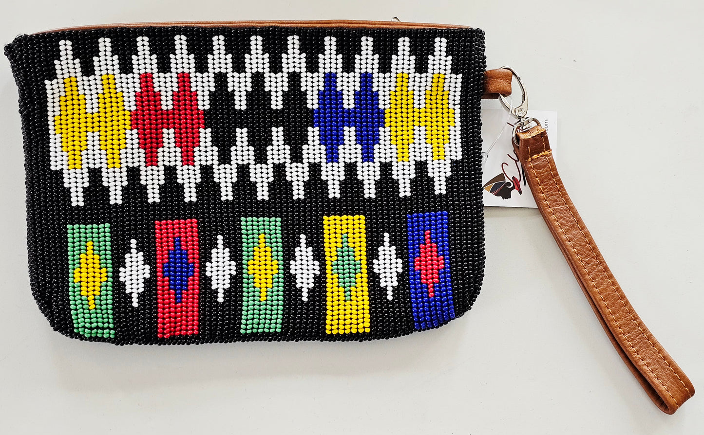 Beaded Leather Clutchbag