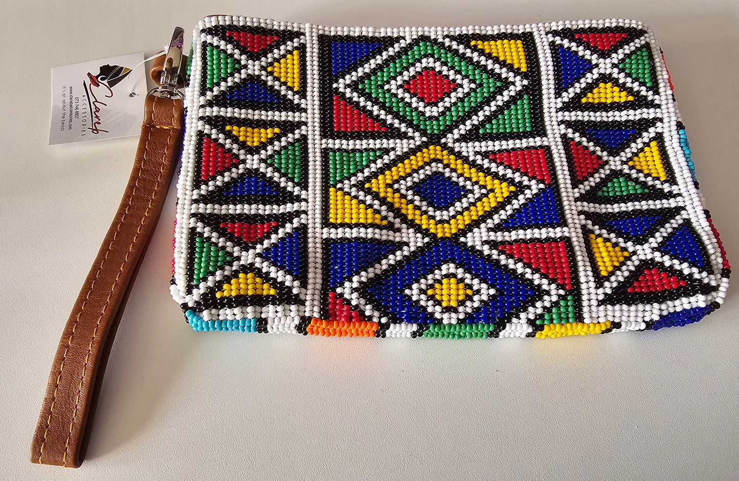 Amani Beaded Leather Clutchbag