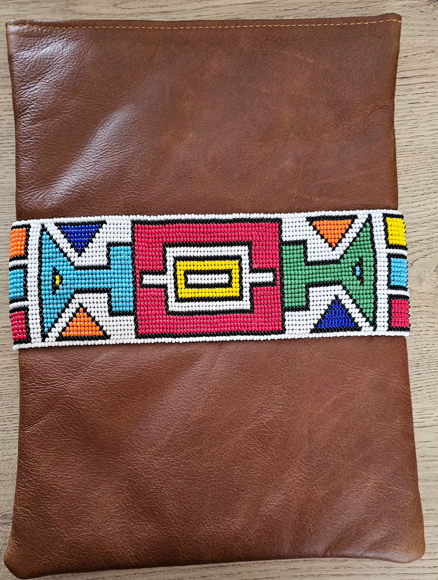 Beaded Leather Laptop Sleeve