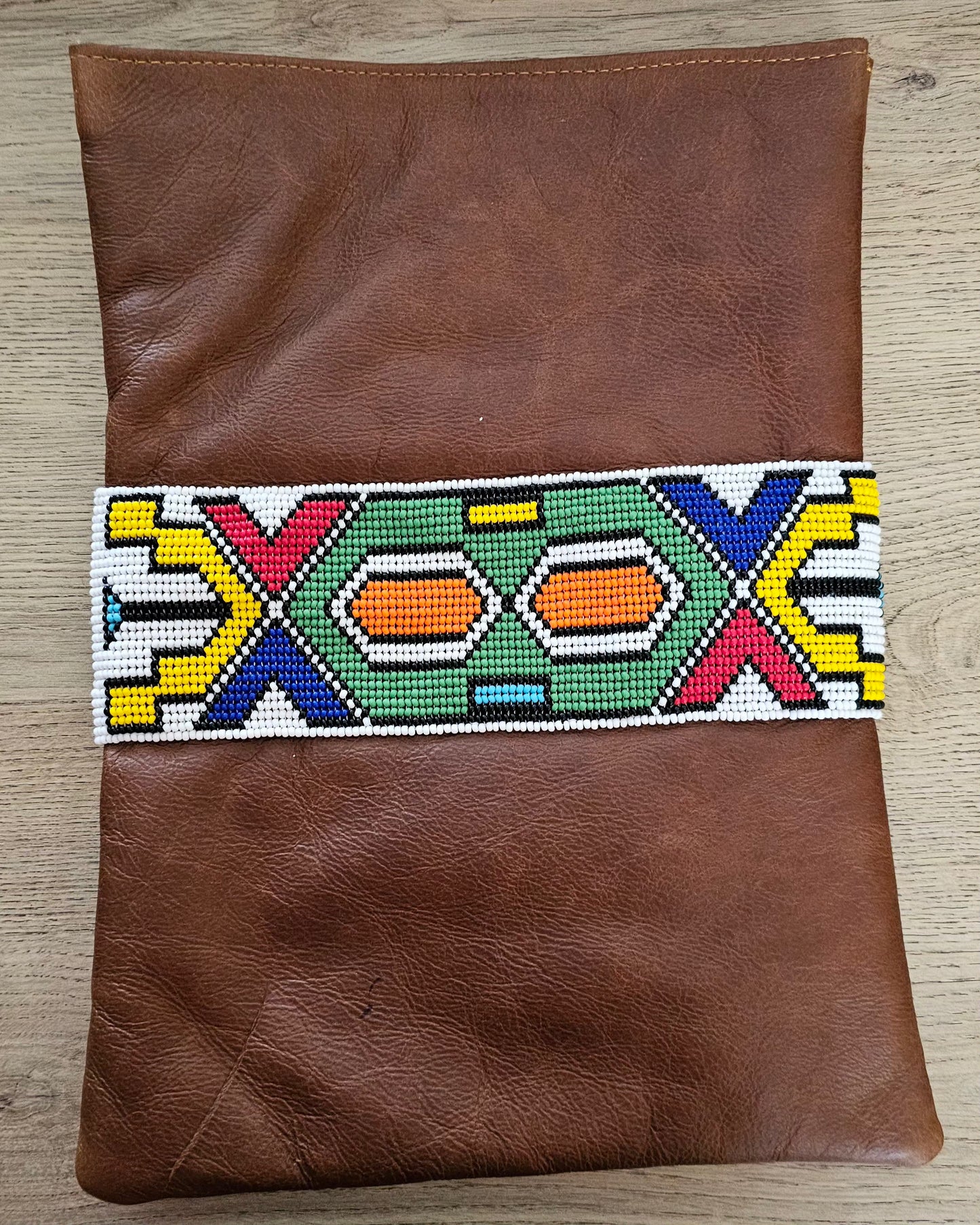 Beaded Leather Laptop Sleeve