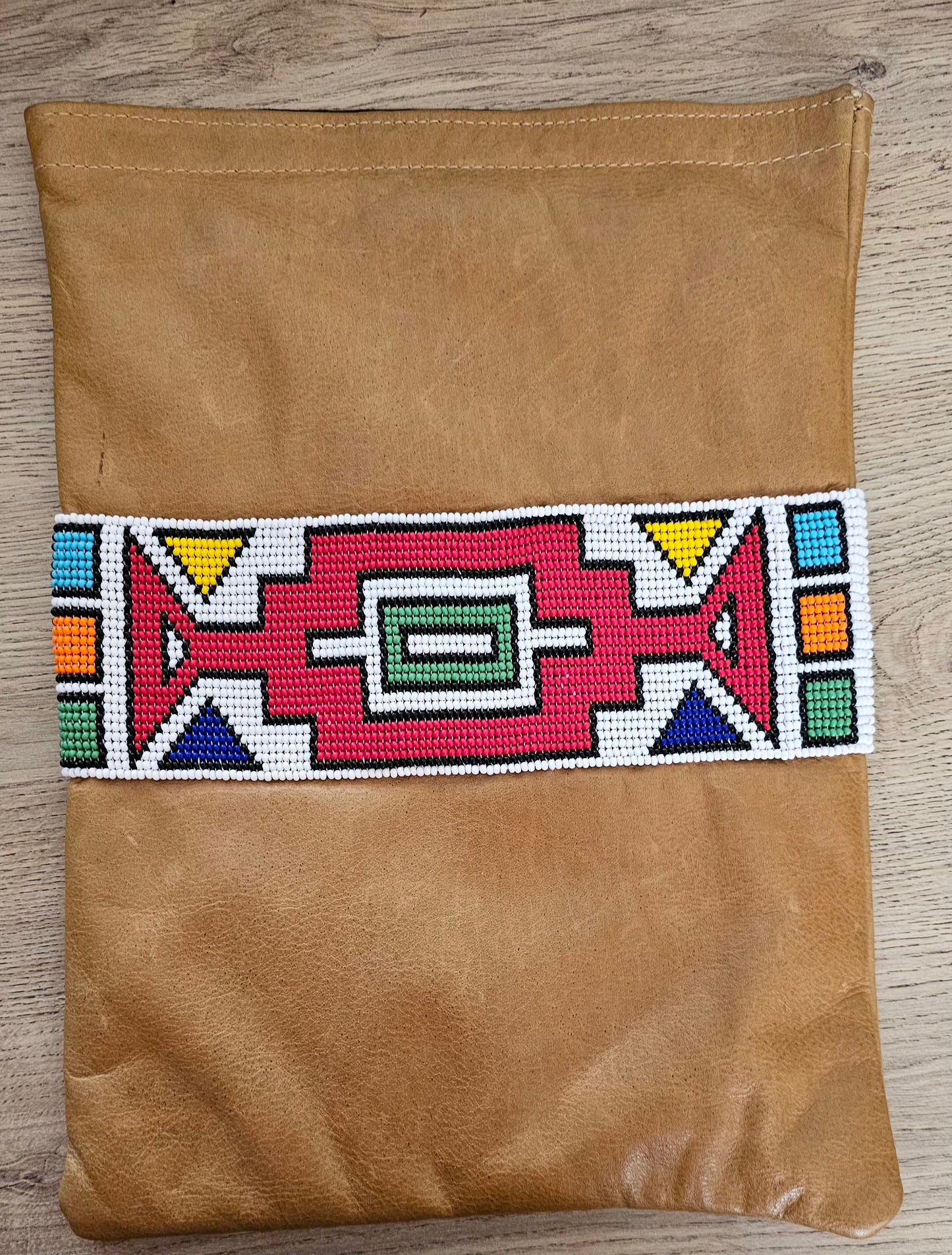 Beaded Leather Laptop Sleeve
