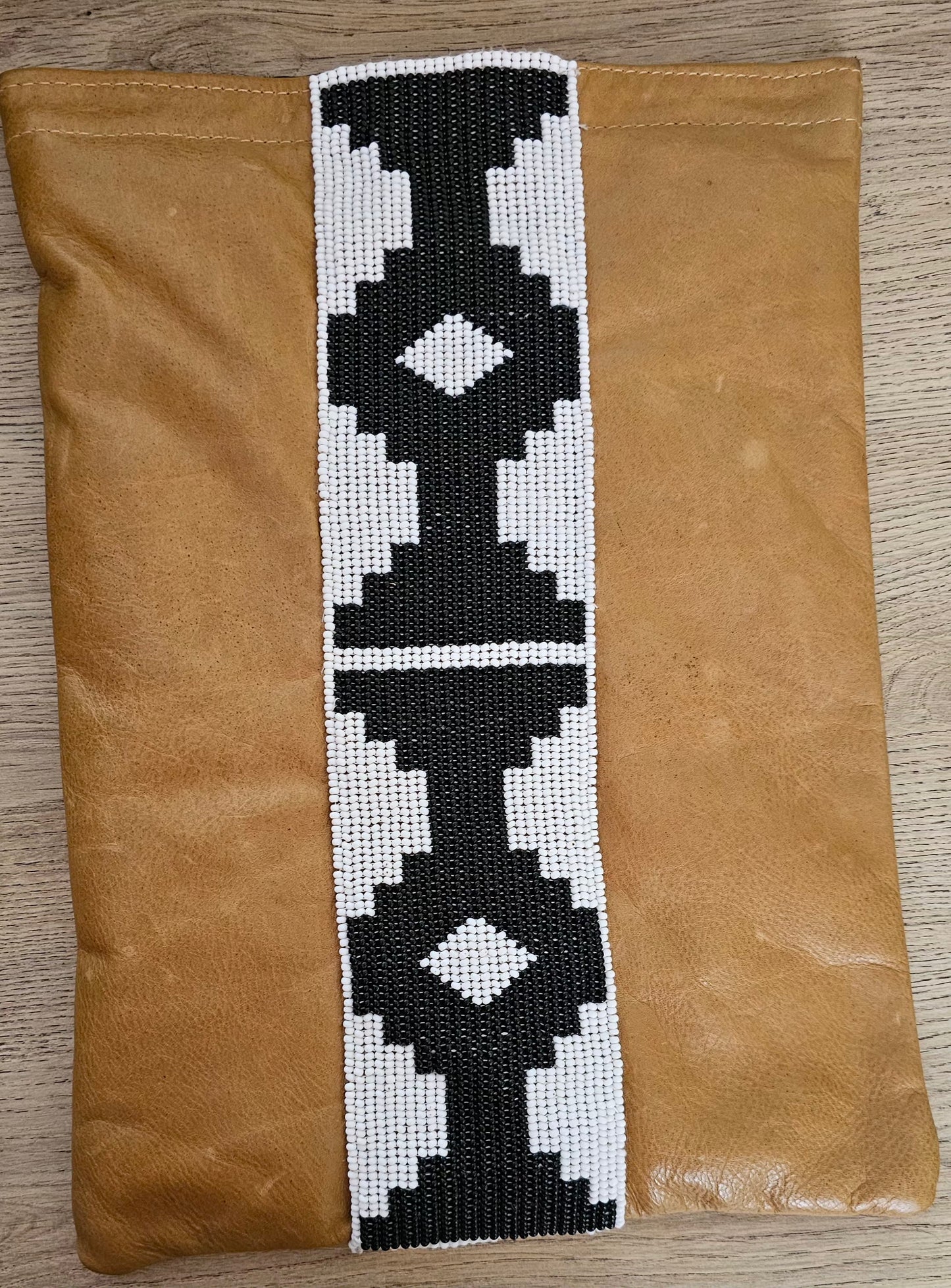 Beaded Leather Laptop Sleeve