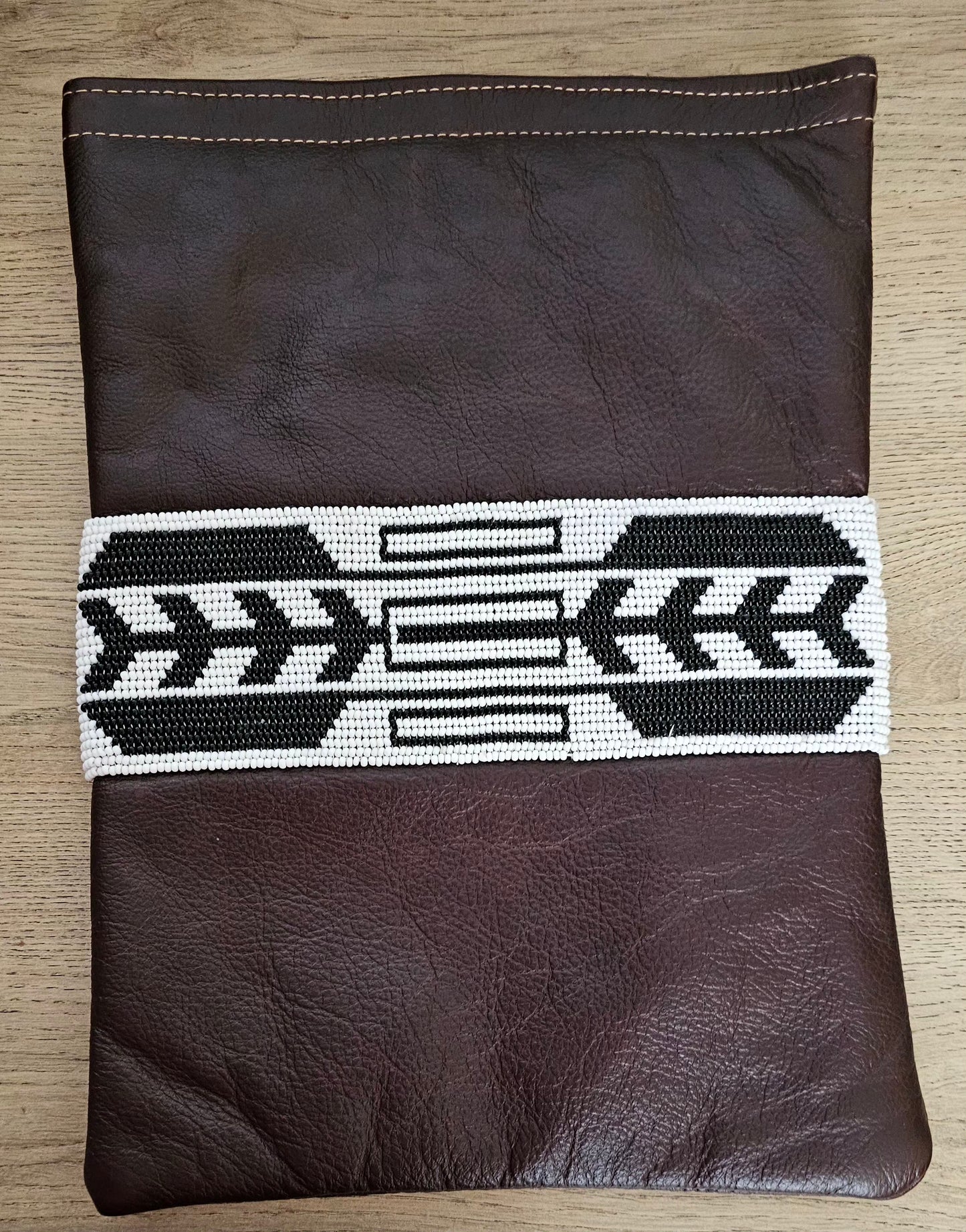 Beaded Leather Laptop Sleeve
