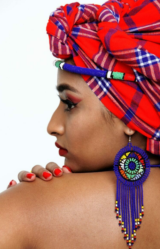 Beaded Disc Earrings with Tassels