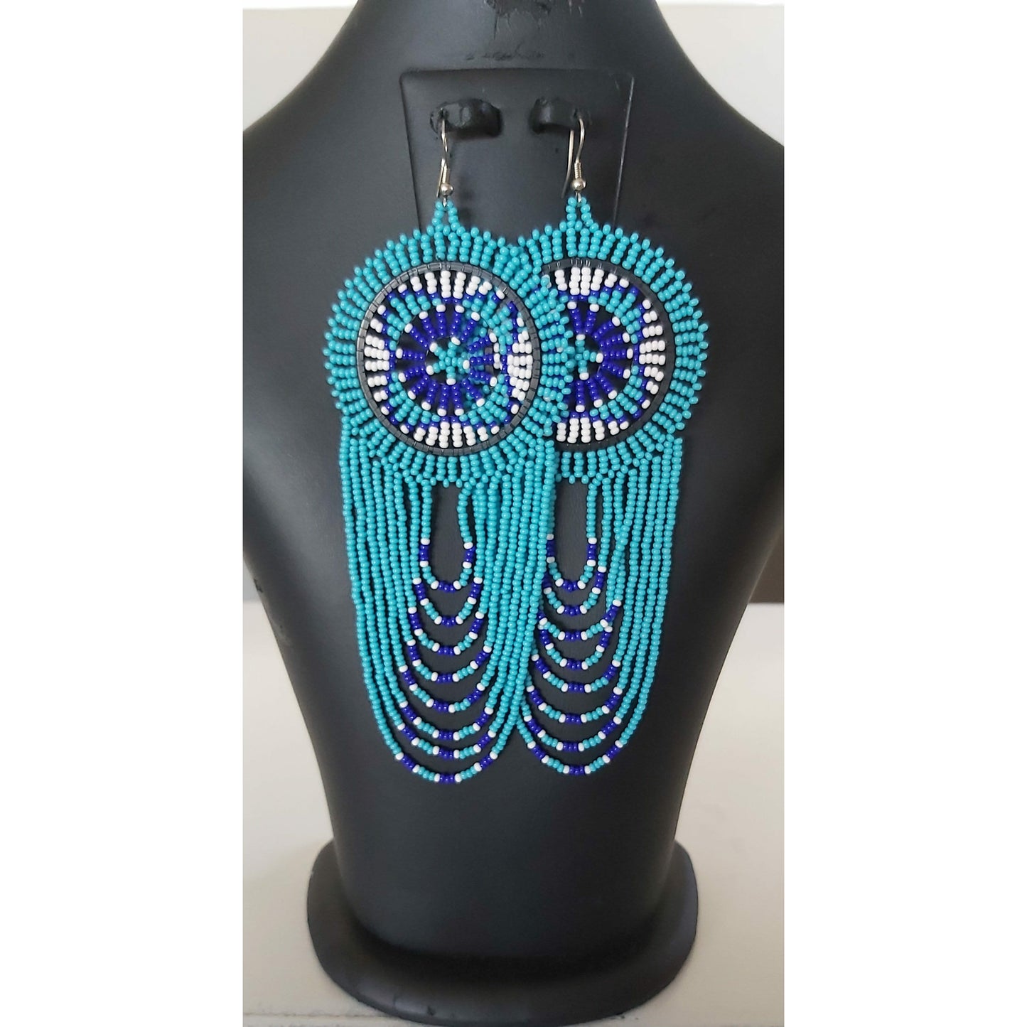 Beaded Disc Earrings with Tassels